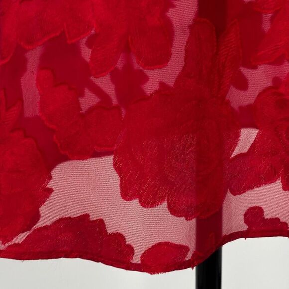 Oscar De Le Renta Sheer Rose Pattern Nightie Gown Slip Red Size Medium - Picture 11 of 11